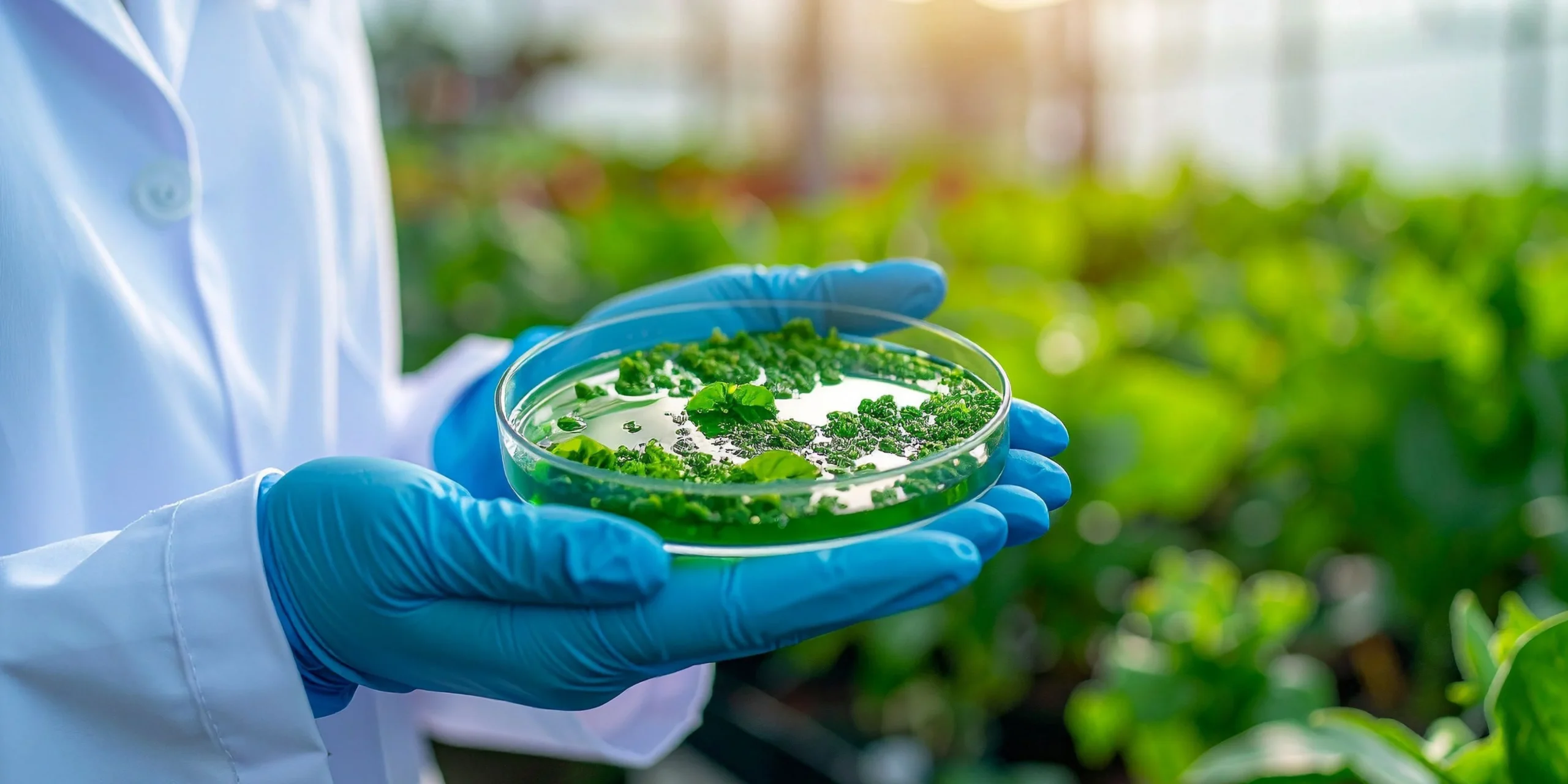 Scientist holding a petri dish wish biological samples in a biotechnology research setting. KASS I nternational